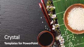  Presentation with soy sauce - Audience pleasing slide set consisting of japanese sushi chopsticks soy sauce backdrop and a dark gray colored foreground