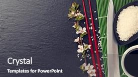  Presentation with soy sauce - Colorful presentation theme enhanced with japan customs - japanese sushi chopsticks soy sauce backdrop and a dark gray colored foreground