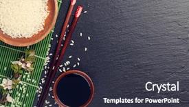  Presentation with japan sushi - Slide set with japan customs - japanese sushi chopsticks soy sauce background and a tawny brown colored foreground