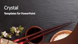  Presentation with soy sauce - Beautiful PPT layouts featuring japanese sushi chopsticks soy sauce backdrop and a dark gray colored foreground