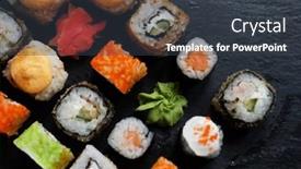  Presentation with japanese food - Presentation featuring japanese-sushi-food-maki-ands background and a tawny brown colored foreground