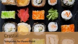  Presentation with japanese food - Cool new presentation design with japanese-sushi-food-maki-ands backdrop and a coral colored foreground