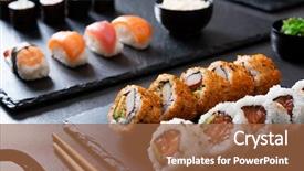  Presentation with prawn - Amazing theme having japanese sushi food served backdrop and a red colored foreground