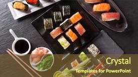  Presentation with black bodygaurd - Beautiful presentation featuring japanese sushi over black background backdrop and a tawny brown colored foreground