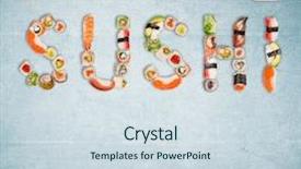  Presentation with image resolution - Amazing presentation having japanese sushi pieces making inscription backdrop and a sky blue colored foreground