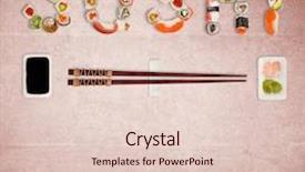  Presentation with image resolution - PPT layouts consisting of japanese sushi pieces making inscription background and a lemonade colored foreground