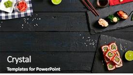  Presentation with shrimp - PPT layouts with japanese sushi rolls and gunkan background and a dark gray colored foreground