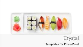  Presentation with sushi - Cool new presentation with japanese-sushi-set-sashimi-maki backdrop and a white colored foreground