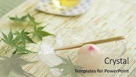  Presentation with japanese - Slide deck consisting of japanese sweet and tea background and a soft green colored foreground