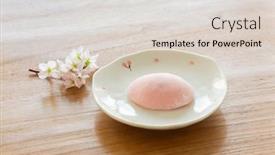  Presentation with sakura - Slides having japanese sweets called sakura daifuku background and a lemonade colored foreground