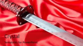  Presentation with sword - Slides enhanced with japanese sword takana on red background and a  colored foreground
