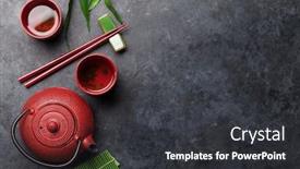  Presentation with asian chopsticks - Slides enhanced with japanese-tea-and-chopsticks background and a dark gray colored foreground