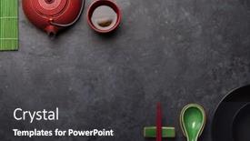  Presentation with japanese food - Slides consisting of japanese-tea-and-tableware background and a dark gray colored foreground