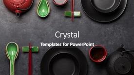  Presentation with japanese food - Theme with japanese-tea-and-tableware background and a dark gray colored foreground