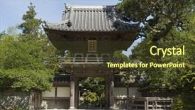  Presentation with tea - Presentation theme consisting of japanese tea house entrance background and a tawny brown colored foreground