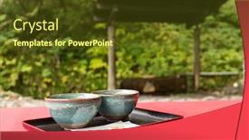  Presentation with tea - PPT theme consisting of japanese tea house background and a tawny brown colored foreground