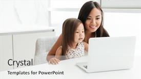  Presentation with asian - Beautiful PPT theme featuring japanese technology - cheerful young asian woman sitting backdrop and a light gray colored foreground