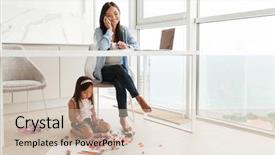  Presentation with mobile home - Cool new PPT theme with japanese technology - young asian woman talking backdrop and a soft green colored foreground