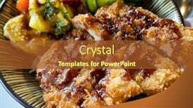  Presentation with japanese food - PPT theme enhanced with japanese-tonkatsu-rice-famous-local background and a tawny brown colored foreground