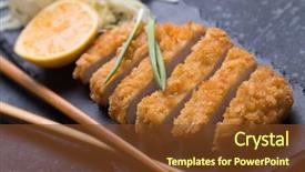  Presentation with steak - Presentation featuring japanese tonkatsu steak breaded background and a tawny brown colored foreground