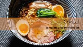  Presentation with japanese ramen - Beautiful theme featuring japanese-tonkotsu-ramen-and-pork backdrop and a gold colored foreground