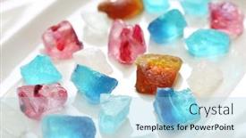  Presentation with confectionery - PPT theme having japanese-traditional-confectionery-kohakutou-dried background and a light blue colored foreground