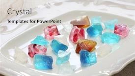  Presentation with confectionery - Presentation design consisting of japanese-traditional-confectionery-kohakutou-dried background and a light gray colored foreground