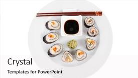  Presentation with salmon dish - Slides having flower of grass stand alone in the meadow sun light lay on petals background and a tawny brown colored foreground