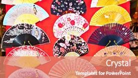  Presentation with traditional japan - Audience pleasing presentation theme consisting of japanese traditional fans in gion backdrop and a coral colored foreground