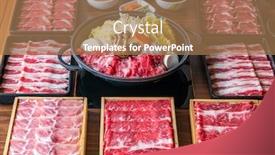  Presentation with wagyu - PPT theme consisting of japanese-wagyu-beef-and-kurobuta background and a coral colored foreground
