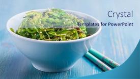  Presentation with seaweed - Audience pleasing PPT layouts consisting of japanese-wakame-salad-with-sesam backdrop and a sky blue colored foreground