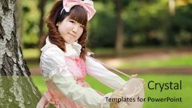  Presentation with japanese anime - Audience pleasing presentation theme consisting of japanese woman in sweet lolita backdrop and a yellow colored foreground