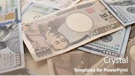  Presentation with frozen edamame soybeans japanese soybeans - PPT theme enhanced with japan currency - japanese yen and usd banknote background and a coral colored foreground