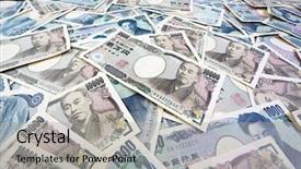  Presentation with bank - PPT layouts enhanced with japanese yen bank notes currency background and a light gray colored foreground