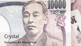  Presentation with pretty japanese - Colorful presentation theme enhanced with japanese yen banknotes backdrop and a lemonade colored foreground