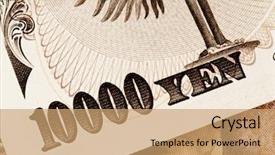  Presentation with money notes - PPT theme featuring japanese yen notes money background and a coral colored foreground