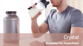  Presentation with healthy people - Slides enhanced with jar and bottle drinking protein background and a coral colored foreground