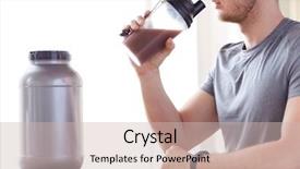  Presentation with healthy people - Slide deck featuring jar and bottle drinking protein background and a soft green colored foreground