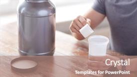  Presentation with whey - Slide set having jar and bottle preparing protein background and a coral colored foreground