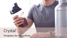  Presentation with healthy people - Presentation design enhanced with jar and bottle preparing protein background and a soft green colored foreground