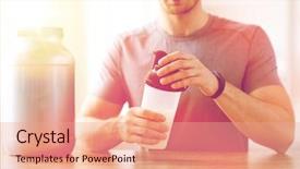  Presentation with whey - Slides enhanced with jar and bottle preparing protein background and a coral colored foreground