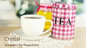  Presentation with cup of lemon tea - Presentation theme enhanced with jar and cup of tea background and a  colored foreground