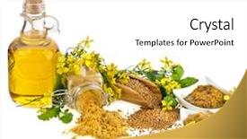  Presentation with oil seeds - Colorful slide set enhanced with jar and powder spoon seeds backdrop and a white colored foreground