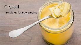  Presentation with clarified butter - Cool new slide set with jar and tablespoon of ghee backdrop and a mint green colored foreground