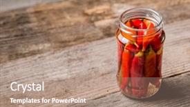  Presentation with hot sauce - Cool new PPT theme with jar full of preserved hot backdrop and a coral colored foreground