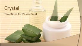  Presentation with aloe vera - Audience pleasing presentation consisting of jar of aloe cream bttle backdrop and a  colored foreground