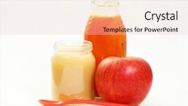  Presentation with baby food jar - Audience pleasing presentation theme consisting of jar of apple food for baby - nutrition backdrop and a lemonade colored foreground