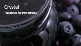  Presentation with blueberry - PPT layouts consisting of jar of blueberry jam and some fresh berries background and a dark gray colored foreground