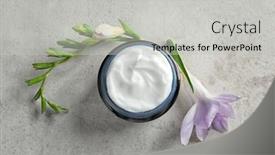  Presentation with cream - Audience pleasing PPT layouts consisting of jar-of-body-cream backdrop and a light gray colored foreground