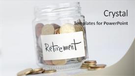  Presentation with retirement - Amazing slide deck having jar of coins with retirement backdrop and a  colored foreground
